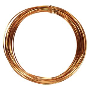 Wire, anodized aluminum, pkg/45 feet, 1.2mm square, approximately 16 gauge, orange-copper.