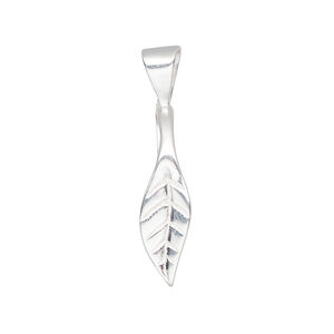 Bail, ice-pick, sterling silver, 31x7mm curved leaf 15mm grip length. Sold individually.