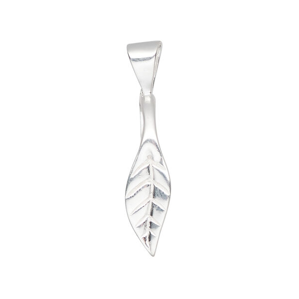 Bail, ice-pick, sterling silver, 31x7mm curved leaf 15mm grip length. Sold individually. image number 0