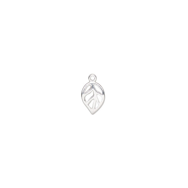 Charm Amoracast® 1pkg1 sterling silver, 7x5mm single-sided cutout open leaf image number 0