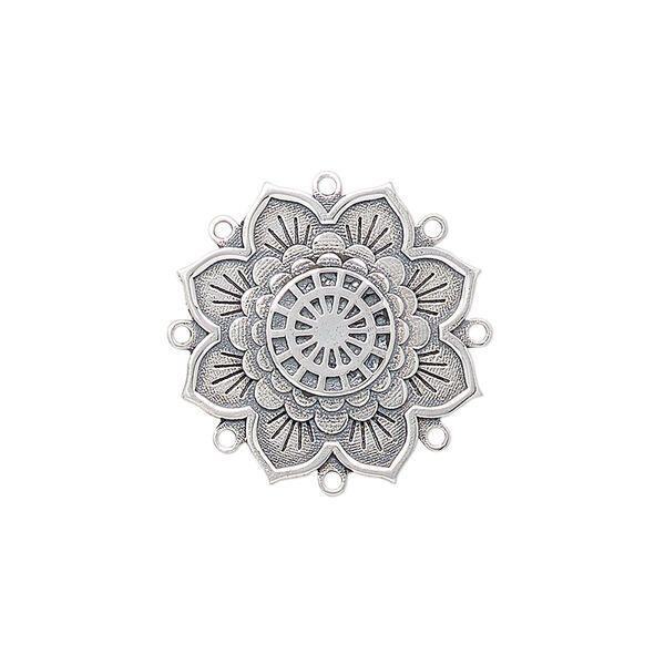 Drop, antiqued sterling silver, pkg/1, 21mm single-sided domed round. image number 0