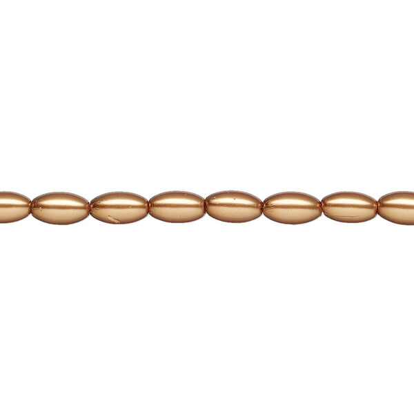 Pearl 1pk bright gold, Celestial Crystal® 6x3.5mm rice 15.5-16 inch image number 0