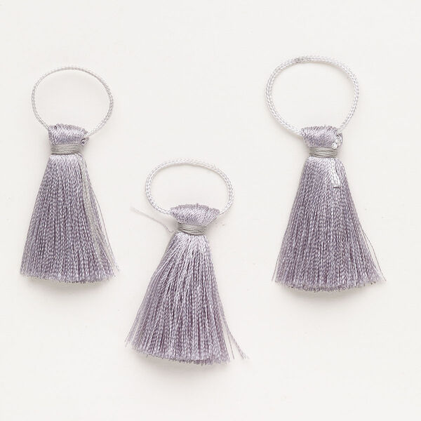 Tassel, cotton, pkg/3, grey, 2 inches. image number 0