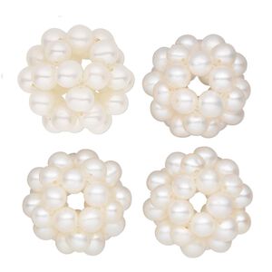Pearl, cultured freshwater (bleached), white, 16mm ball cluster, B- grade, Mohs hardness 2-1/2 to 4. Sold per pkg of 4.