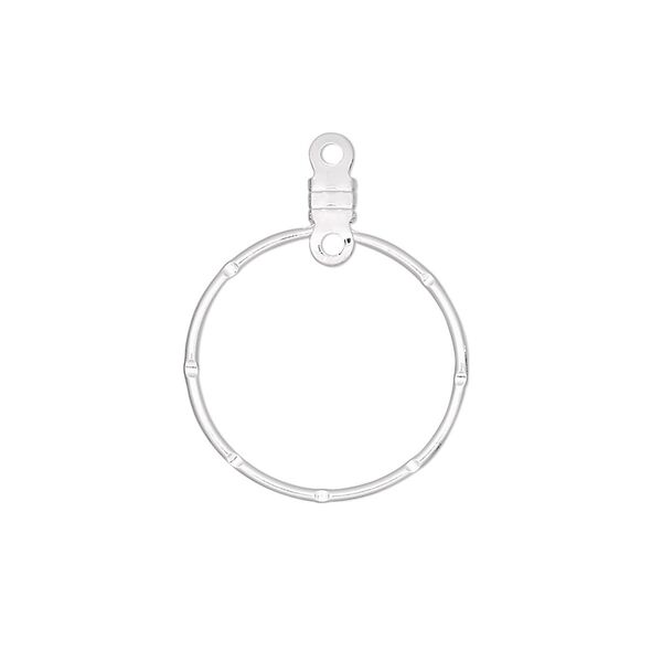 Beading hoop, silver-plated steel, 20mm notched round with closed loop. Sold per pkg of 100. image number 0