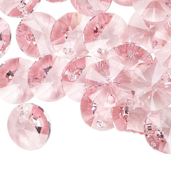 Drop 12pk light rose, Crystal Passions® 12mm pendant mini disk 6428 image number 1