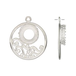 Drop, JBB Findings, silver-plated brass, 22mm single-sided round with SS47 rivoli bezel setting. Sold individually.