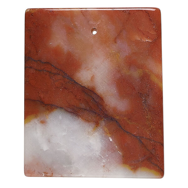 Brecciated jasper 1pkg1, top-drilled rectangle focal natural 43x34mm-45x36mm image number 0