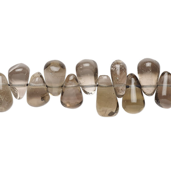 Bead, smoky quartz (heated / irradiated), light, 9x5mm-12x7mm hand-cut top-drilled teardrop, B grade, Mohs hardness 7. Sold per 14-inch strand. image number 0
