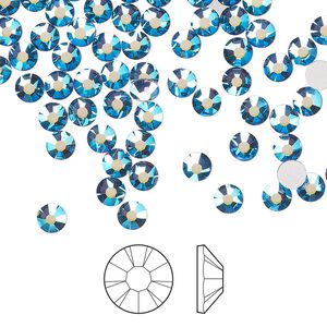 Flat back 1440pk denim blue AB foil back, Preciosa MAXIMA Czech crystal rhinestone 3.8-4mm chaton rose round SS16