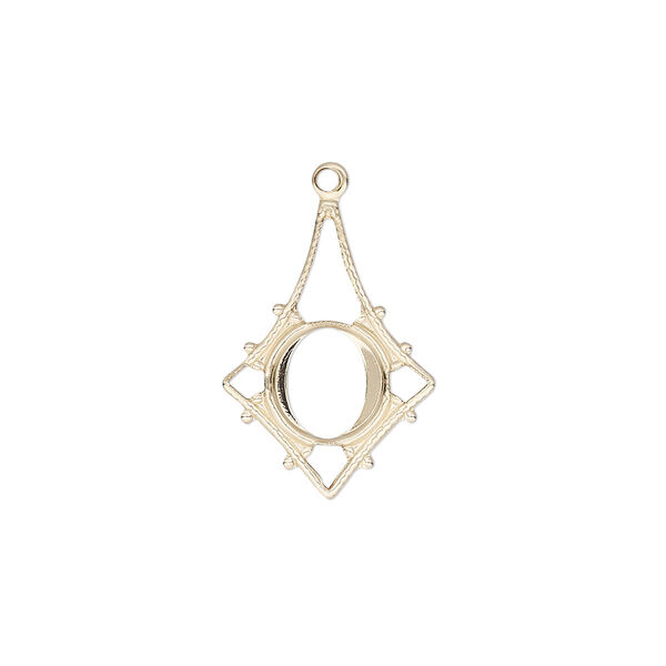 Drop, glue-in, 14Kt gold-filled, 19.5x14mm kite with 7mm round setting and open back. Sold individually. image number 0