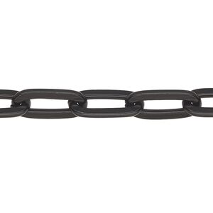 Chain 1pkg1 paperclip, 7.7mm, aluminum / anodized black 25 foot unfinished