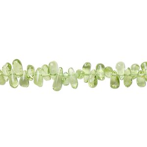 Peridot 1pkg1, hand-cut top-drilled teardrop bead natural 15.5-16 inch 6x3mm-8x4mm