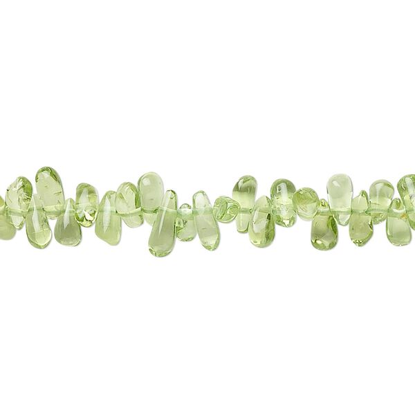 Peridot 1pkg1, hand-cut top-drilled teardrop bead natural 15.5-16 inch 6x3mm-8x4mm image number 0