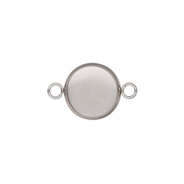 Link, stainless steel, 14mm round with 12mm round setting. Sold per pkg of 4. image number 0
