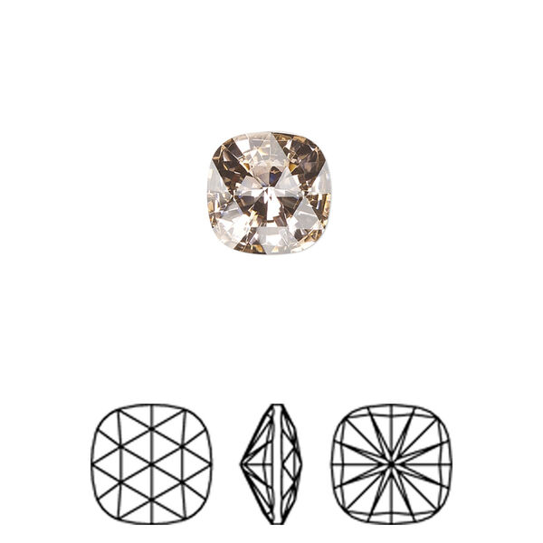 Fancy stone 2pk vintage rose foil back, Crystal Passions® 10mm rose cut cushion 4471 image number 0