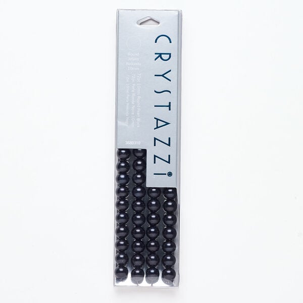 Bead, crystal pearl 1pkg72, black, 10mm round. image number 0