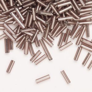 Bead, Ming Tree™, bugle bead, glass, pkg/1/4 pound, 1/4 inch, silver-lined translucent amethyst purple.