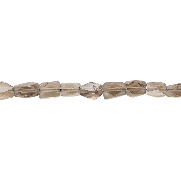 Bead, smoky quartz (heated / irradiated), light to medium, mini hand-cut faceted flat nugget, Mohs hardness 7. Sold per 14-inch strand, approximately 60 beads. image number 0