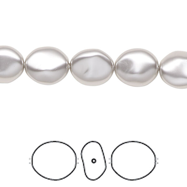 Pearl 10pk light grey, Crystal Passions® 10x9mm baroque coin 5842 image number 0