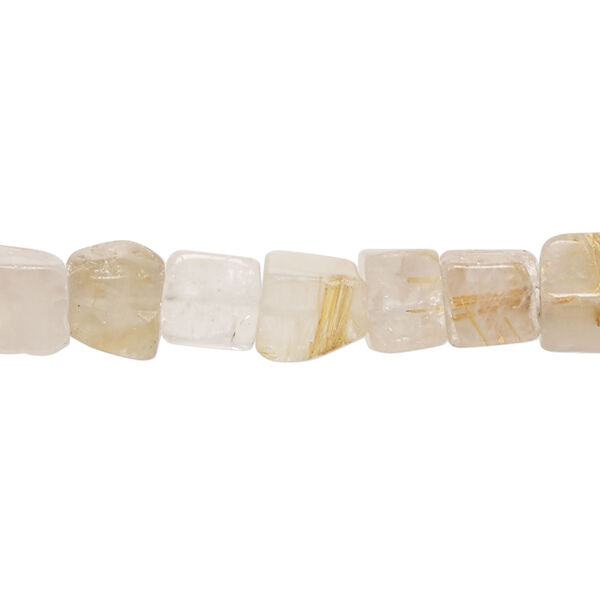 Golden rutilated quartz 1pkg1, hand-cut uneven cube bead natural, 12 inch 6-8mm image number 0