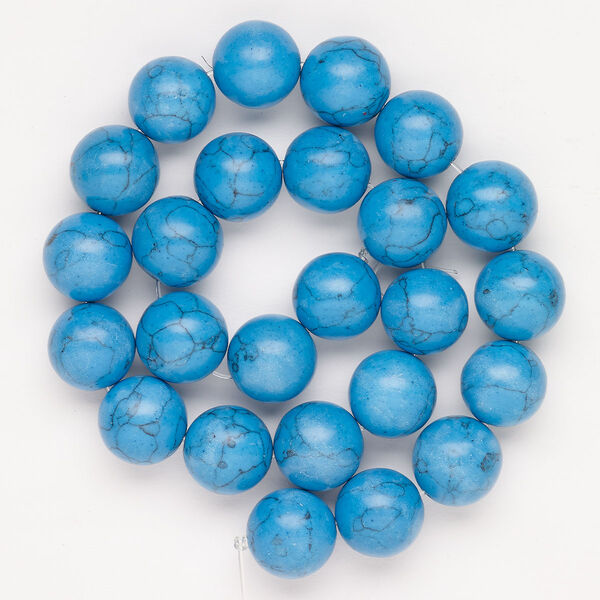 Bead "turquoise" resin 1pk 16mm round, blue 15 inch imitation image number 0