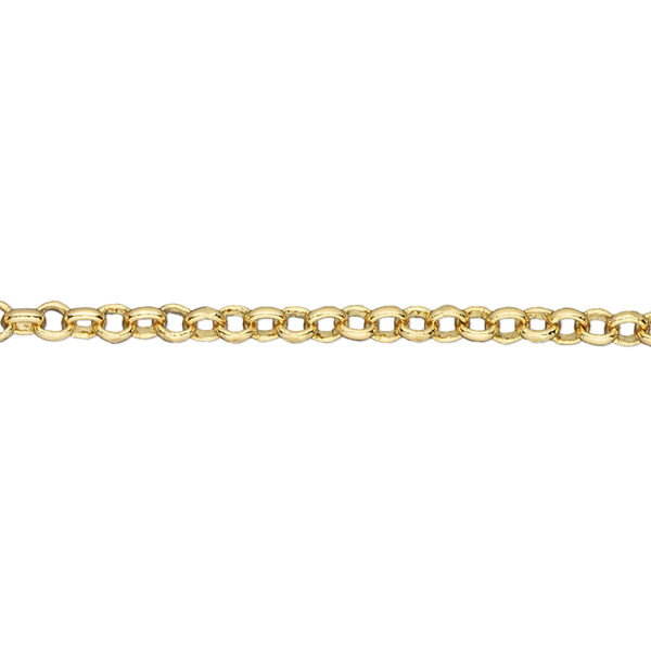 Chain, gold-finished brass, 3mm rolo. Sold per pkg of 5 feet. image number 0