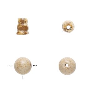 Picture jasper 2pkg2, T-drilled round / cone bead natural 8mm / 8x5mm-9x6mm