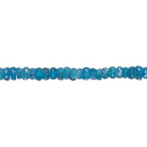 Neon blue apatite 1pkg1, hand-cut faceted rondelle bead natural 13 inch 3x1mm-4x3mm