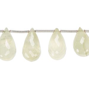 Prehnite 1pkg17, hand-cut top-drilled faceted teardrop bead natural graduated 9x6mm-16x10mm