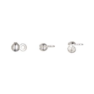 Bead tip, silver-plated brass, 6x3mm side clamp-on with closed loop. Sold per pkg of 100.