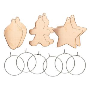 Ornament, ImpressArt®, copper and steel, assorted holiday shapes. Sold per pkg of 6.