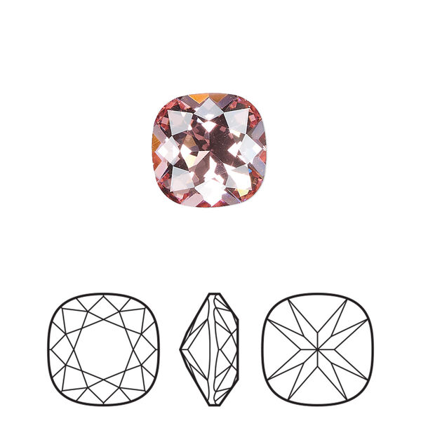 Fancy stone 144pk light rose foil back, Preciosa MAXIMA Czech crystal rhinestone 12mm cushion square image number 0