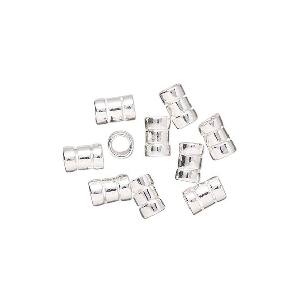 Crimp, sterling silver, 6x4mm tube, 2.5mm inside diameter. Sold per pkg of 10. image number 0