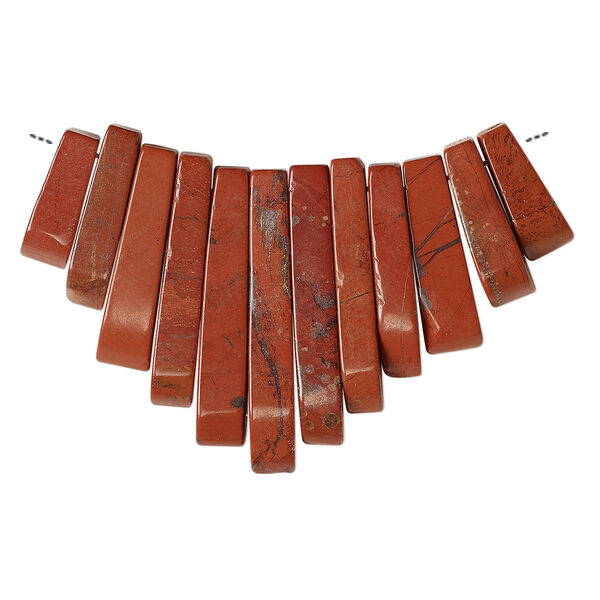 Focal, red jasper (natural), 10-29mm graduated mini-fan, B grade, Mohs hardness 6-1/2 to 7. Sold per 13-piece set. image number 0