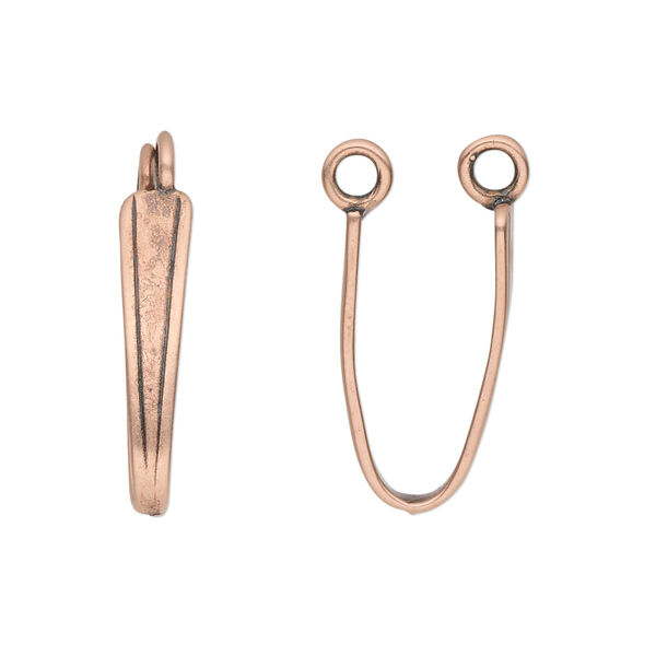 Bail, JBB Findings, donut, antique copper-plated pewter (tin-based alloy), 22x5mm with 20mm grip length. Sold per pkg of 2. image number 0