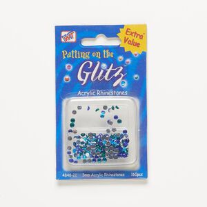 Flat back mix, Westrim®, acrylic, mixed colors, 3-3.2mm faceted round, SS12. Sold per pkg of 160.