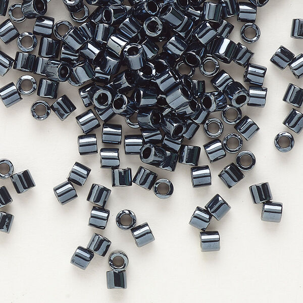 Seed bead, Delica®, glass, pkg/7.5g, #8 round, opaque metallic gunmetal (DBL-0001). image number 0