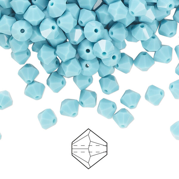 Bead 144pk turquoise, Preciosa Czech crystal 5mm bicone image number 0