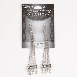 Focal, steel, pkg/2, 4 inches, antique silver finish.