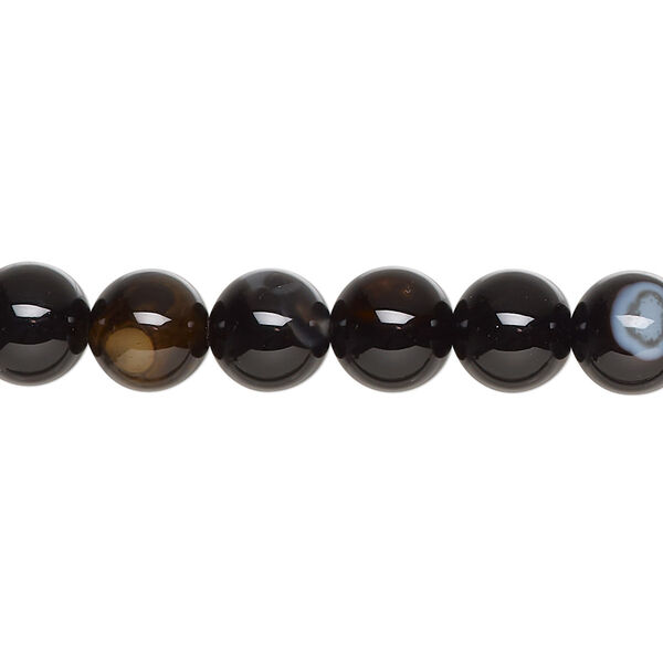 Bead, black agate (dyed), 8mm round, B grade, Mohs hardness 6-1/2 to 7. Sold per 15-1/2" to 16" strand. image number 0