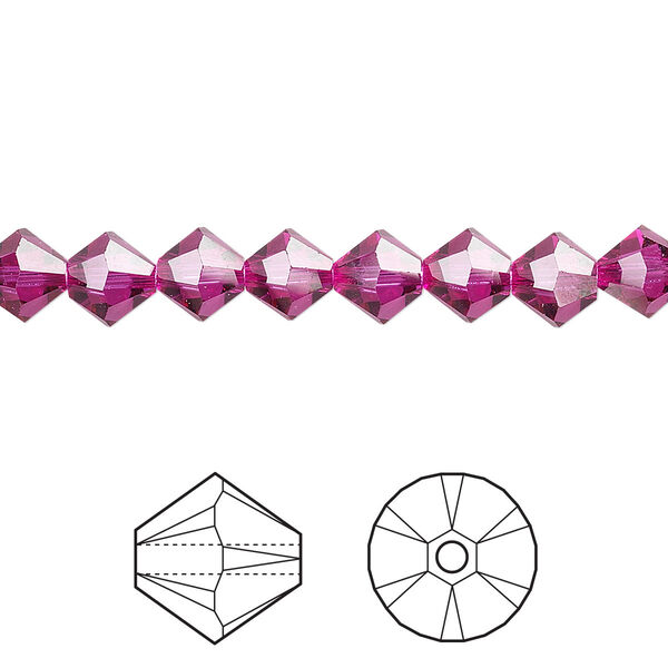 Bead 24pk fuchsia, Crystal Passions® 6mm bicone 5328 image number 0
