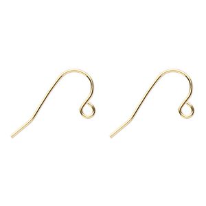 Ear wire fishhook 1pkg100 gold-plated, 11mm / open loop, 21 gauge stainless steel 50 pair
