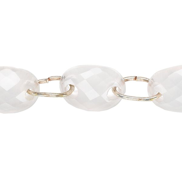 Rose quartz 1pkg5, hand-cut curved faceted oval link natural graduated 16x12mm-18x13mm image number 0