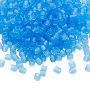 Seed bead, Delica®, glass, pkg/7.5g, #8 round, translucent matte aqua (DBL-0747).