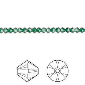 Bead 48pk majestic green, Crystal Passions® 3mm bicone 5328