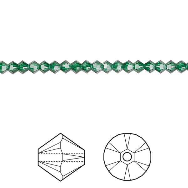 Bead 48pk majestic green, Crystal Passions® 3mm bicone 5328 image number 0