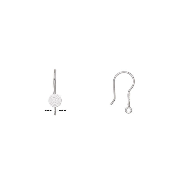Ear wire, silver-plated stainless steel, 21mm fishhook with spiral and open loop, 21 gauge. Sold per pkg of 5 pairs. image number 0