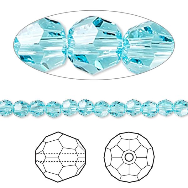 Bead 12pk light turquoise, Crystal Passions® 4mm round 5000 image number 0
