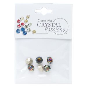 Chaton 6pk crystal volcano foil back, Crystal Passions® 7.07-7.27mm round SS34 1088